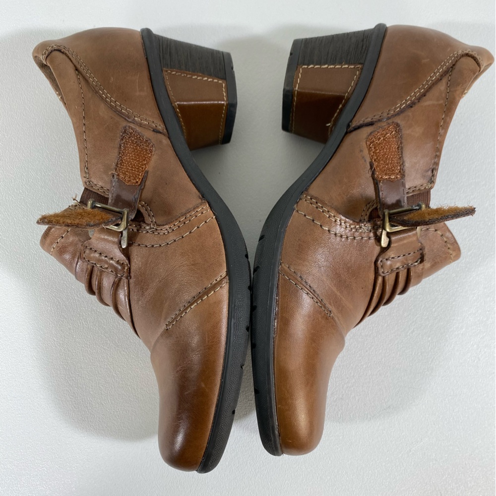 Earth Origins Shoe Bootie 7 Cognac Brown Block Heel Ankle Boot Shootie Comfort - Picture 5 of 12